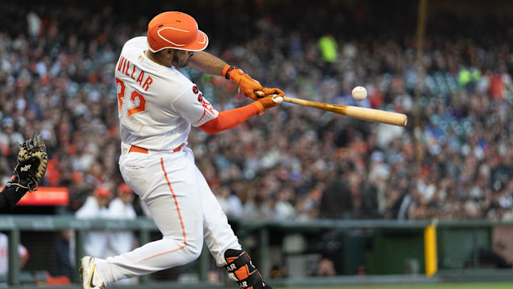 Jun 20, 2023; San Francisco, California, USA;  San Francisco Giants second baseman David Villar (32)