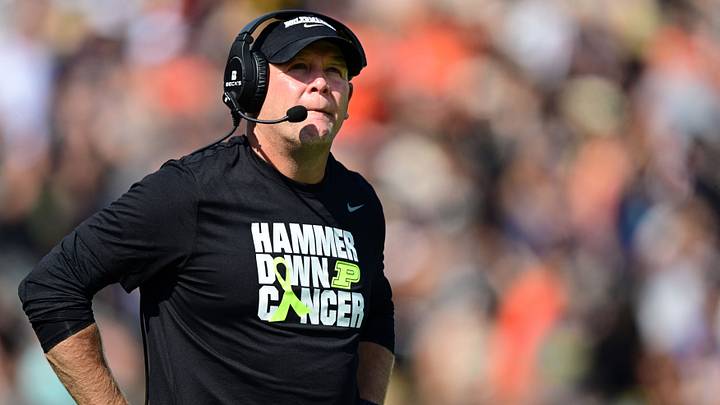 Purdue Boilermakers head coach Barry Odom looks on against the Illinois Fighting Illini.