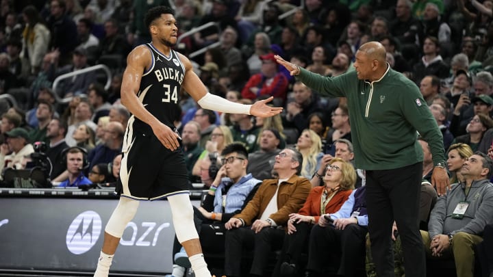 Mar 14, 2024; Milwaukee, Wisconsin, USA;  Milwaukee Bucks forward Giannis Antetokounmpo (34) is