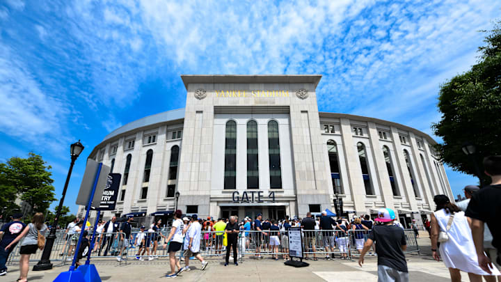 Jun 20, 2024; Bronx, New York, USA; Exterior stadium view before a game between the New York Yankees and the Baltimore Orioles at Yankee Stadium. Mandatory Credit: John Jones-Imagn Images