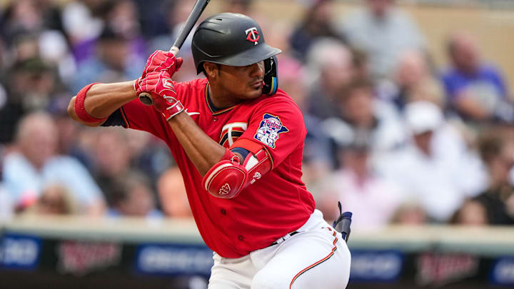 Jermaine Palacios takes a swing during a contest against the New York Yankees.