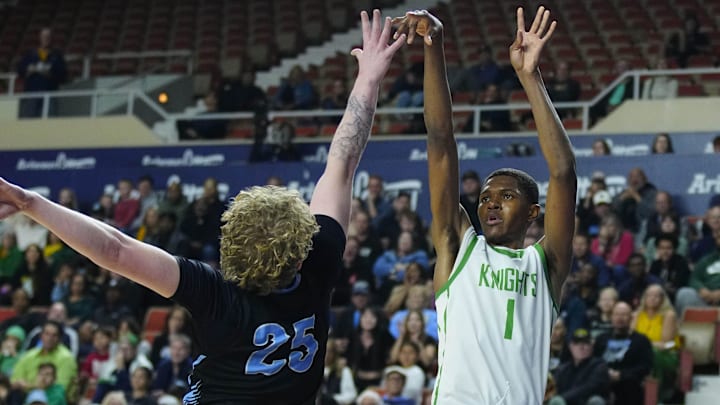 St. Mary's forward Cameron Williams (1) shoots against Deer Valley 