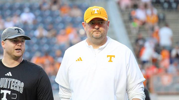 Josh Heupel prior to kickoff between the Tennessee Volunteers and the Kennesaw State Owls. Josh Heupel prior to kickoff between the Tennessee Volunteers and the Kennesaw State Owls.