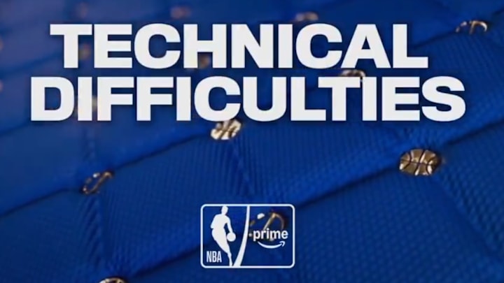 The technical difficulties display during overtime of Tuesday night's overtime thriller between the Hornets and Heat on Amazon Prime. 