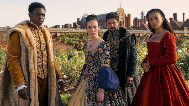 Jordan Peters as King Edward, Kate O'Flynn as Princess Mary, Dominic Cooper as Lord Seymour, Abbie Hern as Bess