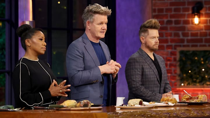 NEXT LEVEL CHEF: L-R: Nyesha Arrington, Gordon Ramsay and Richard Blais in the NEXT LEVEL CHEF episode "Always Crust Your Instincts" airing Thursday, May 8 (8:00-9:00 PM ET/PT) on FOX. CR: Lorraine O’Sullivan / FOX. ©2025 FOX Media LLC.