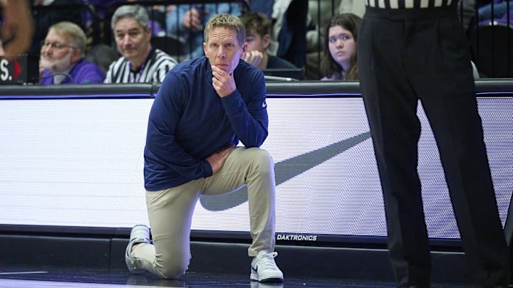 Gonzaga Bulldogs head coach Mark Few watches the game from the sidelines during the second half against the Portland Pilots. Gonzaga Bulldogs head coach Mark Few watches the game from the sidelines during the second half against the Portland Pilots.