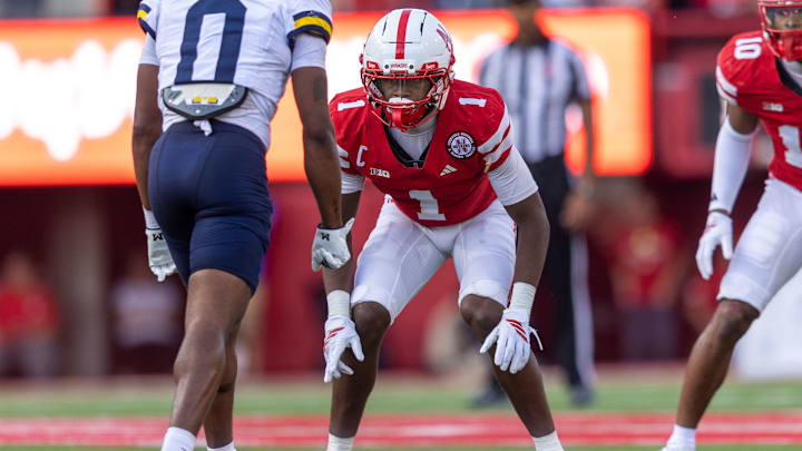 Nebraska defensive back Ceyair Wright prepares to defend against Michigan.