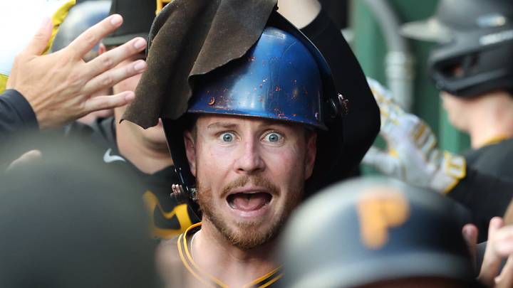 Jul 7, 2026; Pittsburgh, Pennsylvania, USA; Pittsburgh Pirates first baseman Ryan O'Hearn (29) reacts in the dugout after hitting a grand slam against the Atlanta Braves during the first inning at PNC Park. Mandatory Credit: Charles LeClaire-Imagn Images Jul 7, 2026; Pittsburgh, Pennsylvania, USA; Pittsburgh Pirates first baseman Ryan O'Hearn (29) reacts in the dugout after hitting a grand slam against the Atlanta Braves during the first inning at PNC Park. Mandatory Credit: Charles LeClaire-Imagn Images