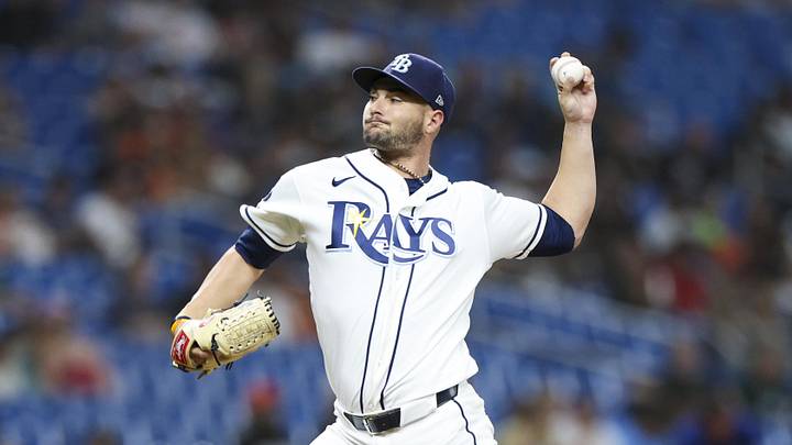 May 18, 2026; St. Petersburg, Florida, USA; Tampa Bay Rays starting pitcher Shane McClanahan (18) throws a pitch against the Baltimore Orioles in the third inning at Tropicana Field. 