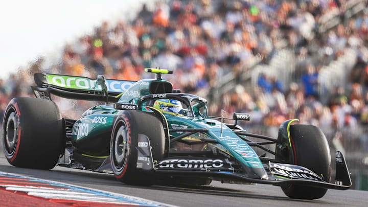Oct 19, 2024; Austin, Texas, USA; Fernando Alonso of Aston Martin during qualifying for the Formula One US Grand Prix at Circuit of the Americas. Mandatory Credit: Erich Schlegel-Imagn Images Oct 19, 2024; Austin, Texas, USA; Fernando Alonso of Aston Martin during qualifying for the Formula One US Grand Prix at Circuit of the Americas. Mandatory Credit: Erich Schlegel-Imagn Images