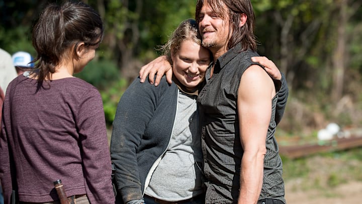 Christian Serratos as Rosita Espinosa, Merritt Wever as Dr. Denise Cloyd, and Norman Reedus as Daryl Dixon - The Walking Dead _ Season 6, Episode 14 - Photo Credit: Gene Page/AMC