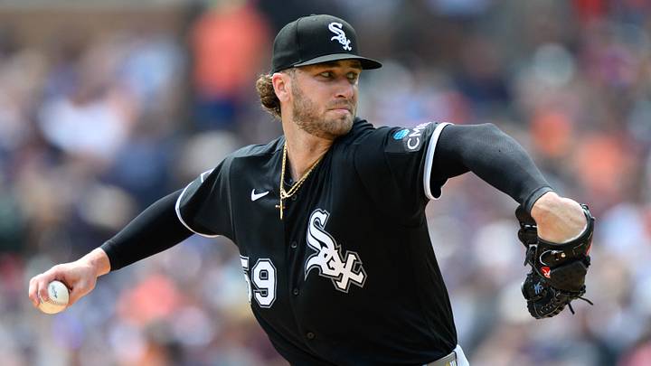 Aug 16, 2026; Detroit, Michigan, USA; Chicago White Sox starting pitcher Sean Burke (59) throws a pitch against the Detroit Tigers in the first inning at Comerica Park. Mandatory Credit: Lon Horwedel-Imagn Images