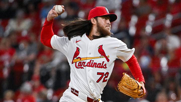 Jul 9, 2026; St. Louis, Missouri, USA; St. Louis Cardinals pitcher Luis Gastelum (72) throws against the Milwaukee Brewers during the seventh inning at Busch Stadium. Mandatory Credit: Jeff Curry-Imagn Images Jul 9, 2026; St. Louis, Missouri, USA; St. Louis Cardinals pitcher Luis Gastelum (72) throws against the Milwaukee Brewers during the seventh inning at Busch Stadium. Mandatory Credit: Jeff Curry-Imagn Images