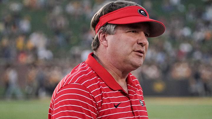 Oct 1, 2022; Columbia, Missouri, USA; Georgia Bulldogs head coach Kirby Smart on the sidelines against the Missouri Tigers during the game at Faurot Field at Memorial Stadium. Mandatory Credit: Denny Medley-USA TODAY Sports