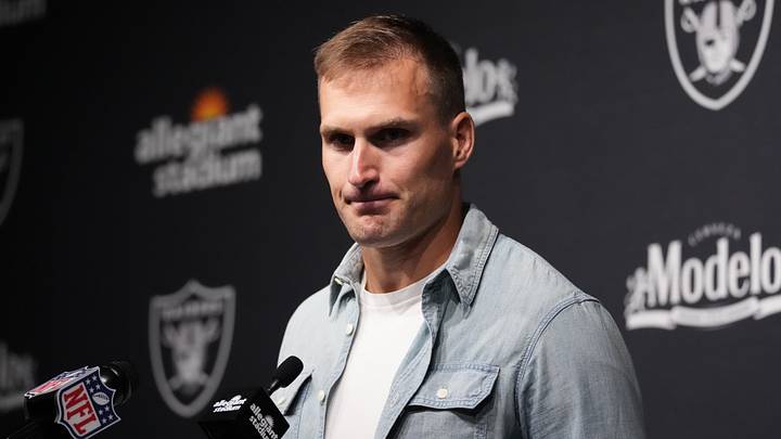 Sep 13, 2026; Paradise, Nevada, USA; Las Vegas Raiders quarterback Kirk Cousins (8) speaks with media after the game against against the Miami Dolphins at Allegiant Stadium. Sep 13, 2026; Paradise, Nevada, USA; Las Vegas Raiders quarterback Kirk Cousins (8) speaks with media after the game against against the Miami Dolphins at Allegiant Stadium.