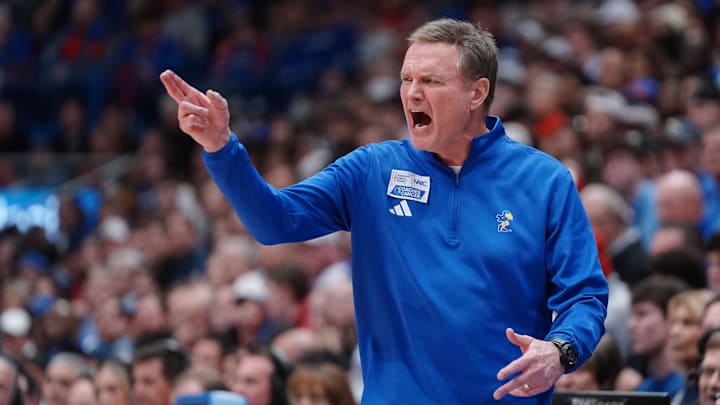 Kansas Jayhawks head coach Bill Self yells out during the game against BYU Cougars inside Allen Fieldhouse on Jan. 31, 2026. Kansas Jayhawks head coach Bill Self yells out during the game against BYU Cougars inside Allen Fieldhouse on Jan. 31, 2026.