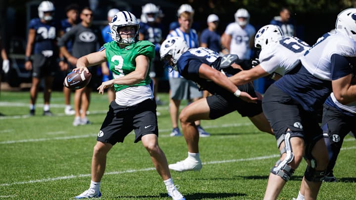 BYU quarterback McCae Hillstead at Fall Camp