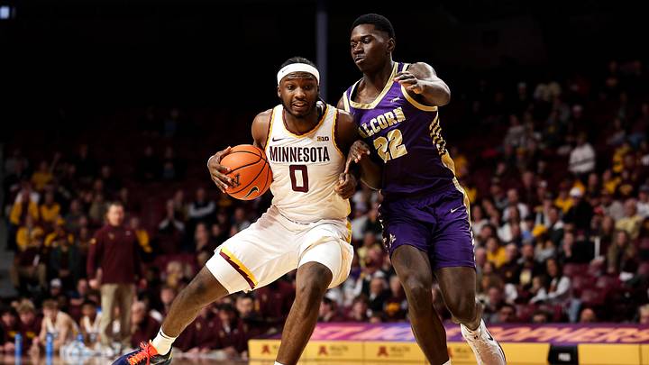 Nov 8, 2025; Minneapolis, Minnesota, USA; Minnesota Golden Gophers guard Chansey Willis Jr. (0) drives towards the basket as Alcorn State Braves guard Mike Jones (22) defends during the first half at Williams Arena. Mandatory Credit: Matt Krohn-Imagn Images Nov 8, 2025; Minneapolis, Minnesota, USA; Minnesota Golden Gophers guard Chansey Willis Jr. (0) drives towards the basket as Alcorn State Braves guard Mike Jones (22) defends during the first half at Williams Arena. Mandatory Credit: Matt Krohn-Imagn Images