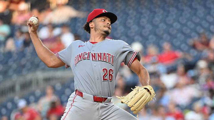 Aug 8, 2026; Washington, District of Columbia, USA; Cincinnati Reds pitcher Chase Burns (26) throws to the Washington Nationals during the second inning at Nationals Park. Mandatory Credit: Brad Mills-Imagn Images Aug 8, 2026; Washington, District of Columbia, USA; Cincinnati Reds pitcher Chase Burns (26) throws to the Washington Nationals during the second inning at Nationals Park. Mandatory Credit: Brad Mills-Imagn Images
