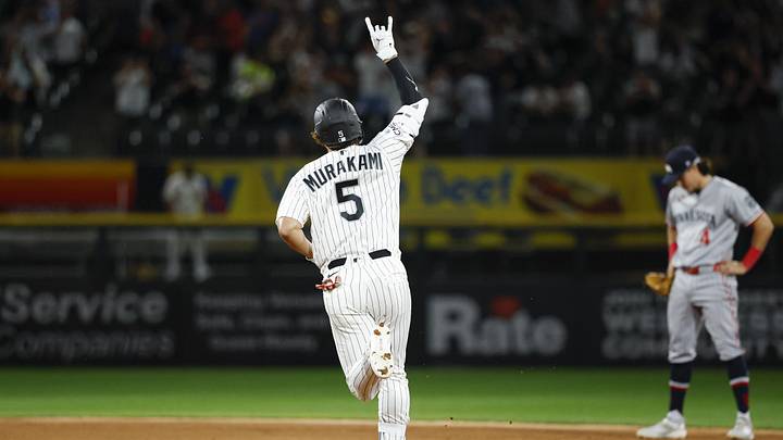 May 26, 2026; Chicago, Illinois, USA; Chicago White Sox first baseman Munetaka Murakami (5) rounds the bases after hitting a two-run home run against the Minnesota Twins during the eight inning at Rate Field. Mandatory Credit: Kamil Krzaczynski-Imagn Images