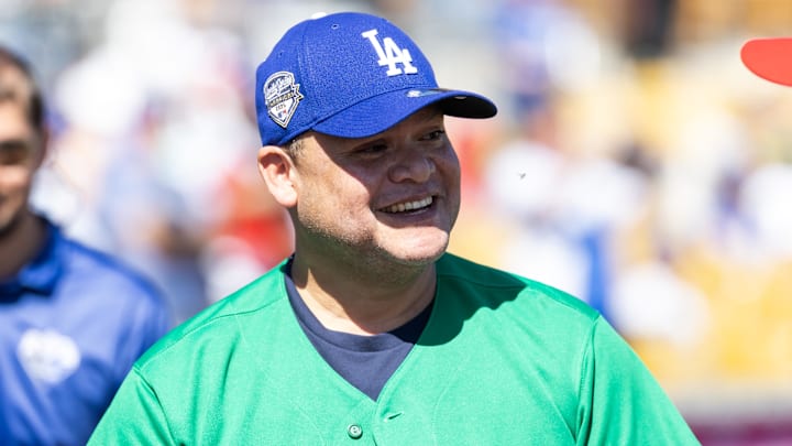 Mar 4, 2026; Glendale, AZ, USA; Fernando Valenzuela Jr in attendance of Team Mexico against the Los Angeles Dodgers during a spring training game at Camelback Ranch. Mandatory Credit: Mark J. Rebilas-Imagn Images