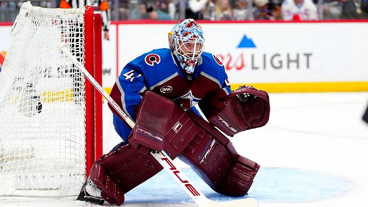 May 22, 2026; Denver, Colorado, USA; Colorado Avalanche goaltender Scott Wedgewood (41) stands in the crease during the third period against the Vegas Golden Knights in game two of the Western Conference Final of the 2026 Stanley Cup Playoffs at Ball Arena. Mandatory Credit: Ron Chenoy-Imagn Images