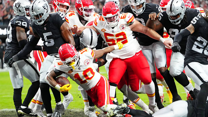 Isiah Pacheco had two TDs against the Raiders