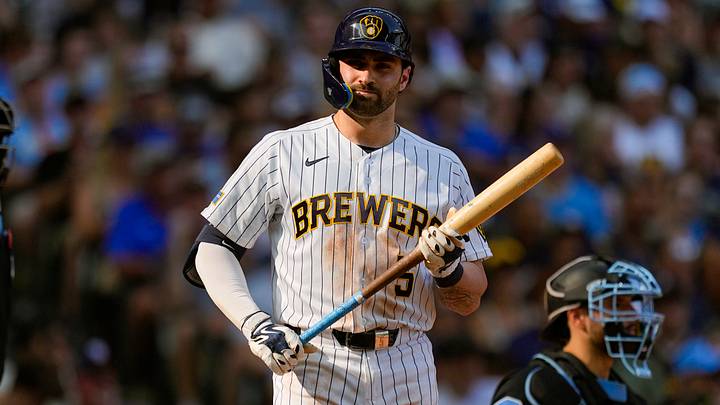 Jul 18, 2026; Milwaukee, Wisconsin, USA; Milwaukee Brewers center fielder Garrett Mitchell (5) during the game against the Miami Marlins at American Family Field. Mandatory Credit: Jeff Hanisch-Imagn Images Jul 18, 2026; Milwaukee, Wisconsin, USA; Milwaukee Brewers center fielder Garrett Mitchell (5) during the game against the Miami Marlins at American Family Field. Mandatory Credit: Jeff Hanisch-Imagn Images