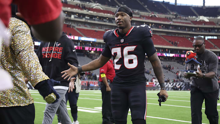 Dec 14, 2025; Houston, Texas, USA; Houston Texans running back Jawhar Jordan (26) walks off the field after the game against the Arizona Cardinals at NRG Stadium. Mandatory Credit: Troy Taormina-Imagn Images Dec 14, 2025; Houston, Texas, USA; Houston Texans running back Jawhar Jordan (26) walks off the field after the game against the Arizona Cardinals at NRG Stadium. Mandatory Credit: Troy Taormina-Imagn Images