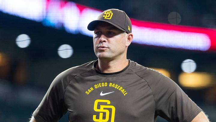 Aug 4, 2026; Phoenix, Arizona, USA; San Diego Padres manager Craig Stammen against the Arizona Diamondbacks at Chase Field. Mandatory Credit: Mark J. Rebilas-Imagn Images