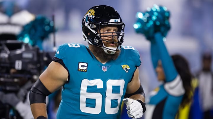 Jan 14, 2023; Jacksonville, Florida, USA; Jacksonville Jaguars guard Brandon Scherff (68). Jan 14, 2023; Jacksonville, Florida, USA; Jacksonville Jaguars guard Brandon Scherff (68).
