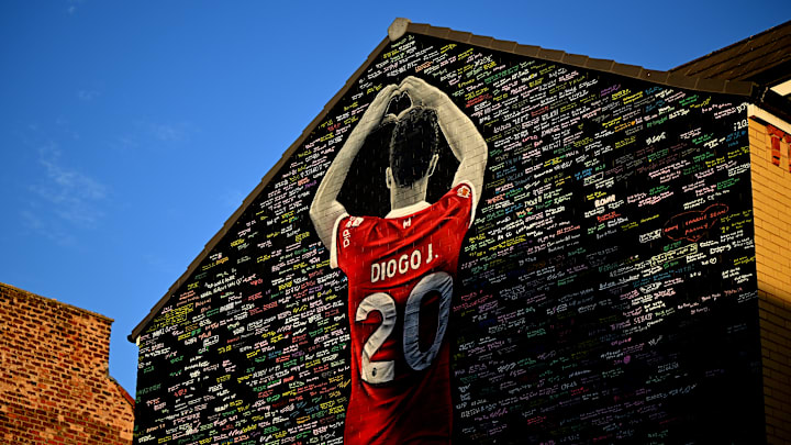 Une fresque en hommage à Diogo Jota, à Liverpool.
