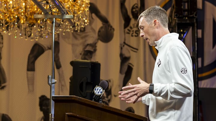  Texas A&M Aggies head coach Bucky McMillan talks with the media during SEC Media Days at Grand Bohemian Hotel. 