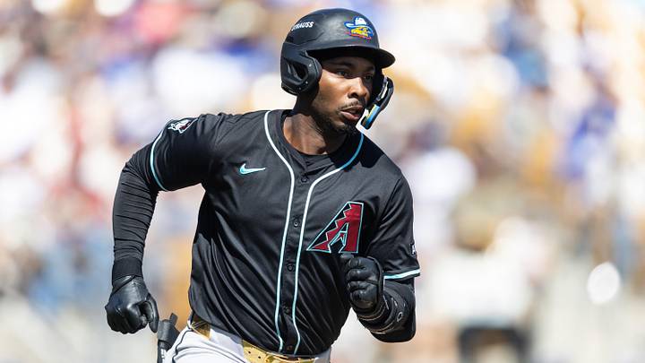 Mar 10, 2026; Phoenix, Arizona, USA; Arizona Diamondbacks designated hitter LuJames Groover against the Los Angeles Dodgers during a spring training game at Camelback Ranch-Glendale. Mandatory Credit: Mark J. Rebilas-Imagn Images