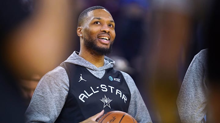 Damian Lillard (0) of the Milwaukee Bucks.