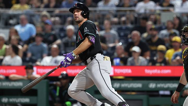 Jul 27, 2026; Pittsburgh, Pennsylvania, USA; Arizona Diamondbacks center fielder Ryan Waldschmidt (15) hits a double against the Pittsburgh Pirates during the seventh inning at PNC Park. Mandatory Credit: Charles LeClaire-Imagn Images Jul 27, 2026; Pittsburgh, Pennsylvania, USA; Arizona Diamondbacks center fielder Ryan Waldschmidt (15) hits a double against the Pittsburgh Pirates during the seventh inning at PNC Park. Mandatory Credit: Charles LeClaire-Imagn Images
