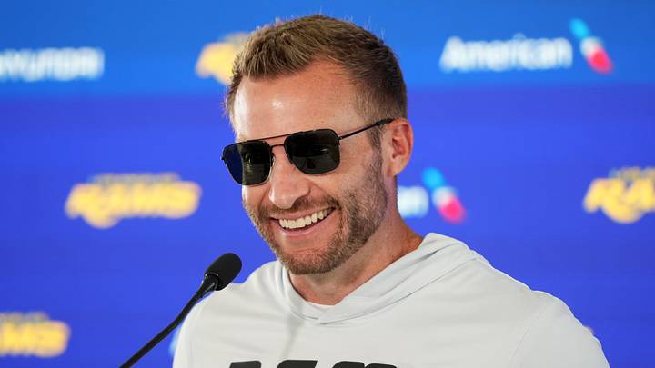 Aug 30, 2026; Woodland Hills, CA, USA; Los Angeles Rams coach Sean McVay at press conference at the Rams Practice Facility. Mandatory Credit: Kirby Lee-Imagn Images Aug 30, 2026; Woodland Hills, CA, USA; Los Angeles Rams coach Sean McVay at press conference at the Rams Practice Facility. Mandatory Credit: Kirby Lee-Imagn Images