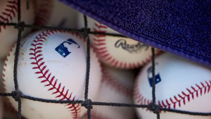 Practice baseballs are stored in buckets at the Cincinnati Reds Player Development Complex in Goodyear, Ariz., on Friday, Feb. 14, 2025. Practice baseballs are stored in buckets at the Cincinnati Reds Player Development Complex in Goodyear, Ariz., on Friday, Feb. 14, 2025.