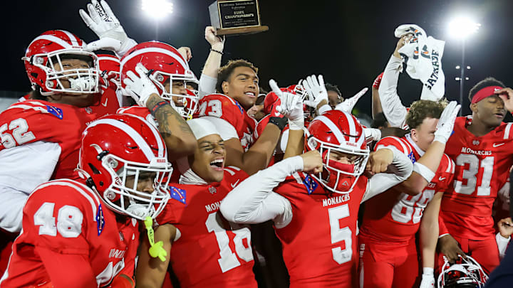 Mater Dei hopes to repeat as CIF State Open Division champions after defeating Serra last year. The Monarchs will play De La Salle in the 2024 game at Saddleback College Dec. 14 at 7 p.m. Mater Dei hopes to repeat as CIF State Open Division champions after defeating Serra last year. The Monarchs will play De La Salle in the 2024 game at Saddleback College Dec. 14 at 7 p.m.