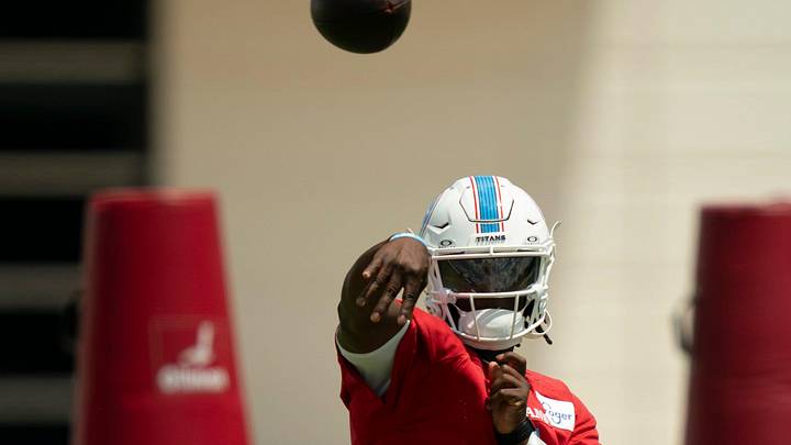 Tennessee Titans quarterback Cam Ward throws on the first day of mandatory minicamp at Vanderbilt Health Football Center, Tenn., Tuesday, June 16, 2026. Tennessee Titans quarterback Cam Ward throws on the first day of mandatory minicamp at Vanderbilt Health Football Center, Tenn., Tuesday, June 16, 2026.