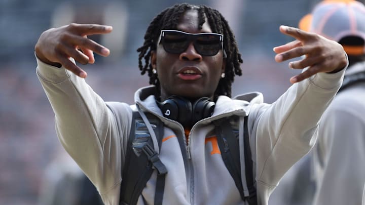 Tennessee wide receiver Nate Spillman (80) stopping for the camera before the start of the NCAA college football game between Tennessee and Georgia on Saturday, November 18, 2023 in Knoxville, Tenn. Tennessee wide receiver Nate Spillman (80) stopping for the camera before the start of the NCAA college football game between Tennessee and Georgia on Saturday, November 18, 2023 in Knoxville, Tenn.