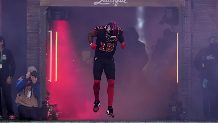 Jan 3, 2026; Santa Clara, California, USA; San Francisco 49ers wide receiver Jauan Jennings (15) takes the field before the game at Levi's Stadium. Mandatory Credit: Neville E. Guard-Imagn Images