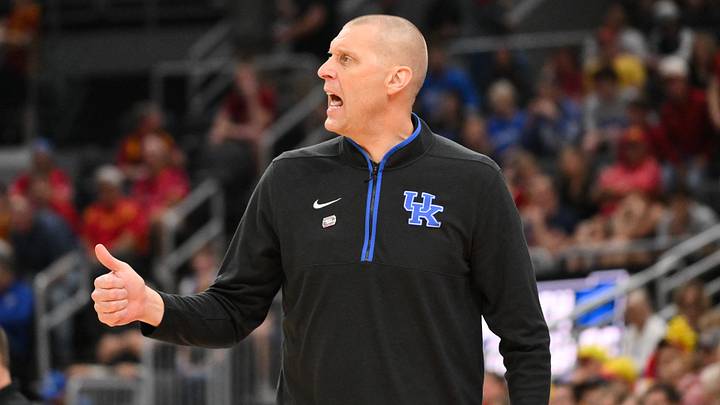 Mar 22, 2026; St. Louis, MO, USA; Kentucky Wildcats head coach Mark Pope calls a play during the first half against the Iowa State Cyclones during a second round game of the men's 2026 NCAA Tournament at Enterprise Center. Mandatory Credit: Jeff Curry-Imagn Images Mar 22, 2026; St. Louis, MO, USA; Kentucky Wildcats head coach Mark Pope calls a play during the first half against the Iowa State Cyclones during a second round game of the men's 2026 NCAA Tournament at Enterprise Center. Mandatory Credit: Jeff Curry-Imagn Images