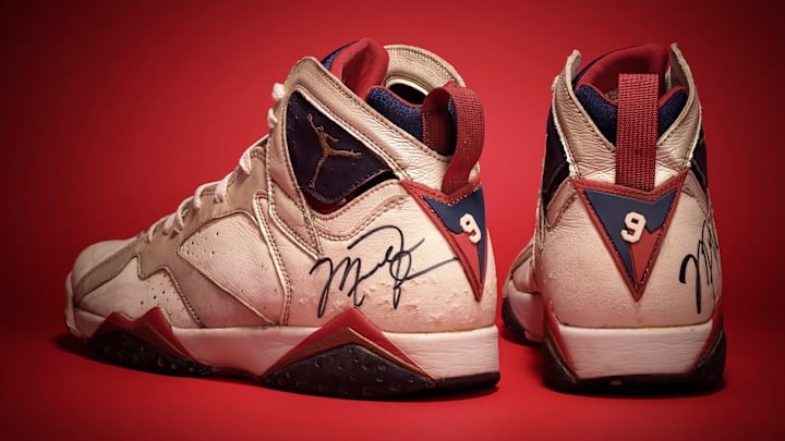 Michael Jordan's game-worn Air Jordan sneakers from the 1992 Summer Olympics.