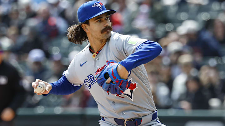Apr 3, 2026; Chicago, Illinois, USA; Toronto Blue Jays starting pitcher Dylan Cease (84) delivers a pitch against the Chicago White Sox during the first inning at Rate Field.