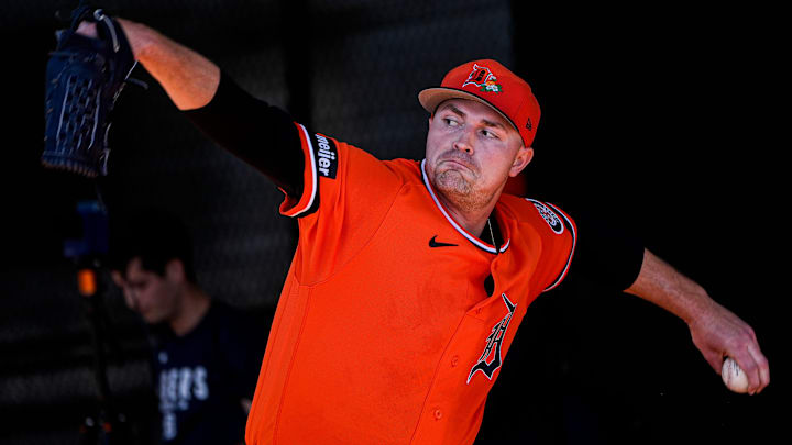 Detroit Tigers pitcher Tarik Skubal practices during spring training at TigerTown in Lakeland, Fla. on Friday, Feb. 20, 2026. Detroit Tigers pitcher Tarik Skubal practices during spring training at TigerTown in Lakeland, Fla. on Friday, Feb. 20, 2026.