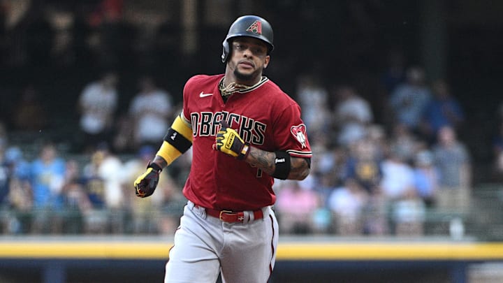 Jun 20, 2023; Milwaukee, Wisconsin, USA; Arizona Diamondbacks second baseman Ketel Marte (4) rounds