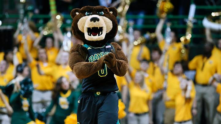 Jan 18, 2014; Waco, TX, USA; Baylor Bears mascot Bruiser during the game against the Oklahoma Sooners at The Ferrell Center. Oklahoma won 66-64. Mandatory Credit: Kevin Jairaj-USA TODAY Sports Jan 18, 2014; Waco, TX, USA; Baylor Bears mascot Bruiser during the game against the Oklahoma Sooners at The Ferrell Center. Oklahoma won 66-64. Mandatory Credit: Kevin Jairaj-USA TODAY Sports