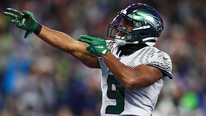 Dec 18, 2025; Seattle, Washington, USA; Seattle Seahawks running back Kenneth Walker III (9) reacts after a first down against the Los Angeles Rams in the first half at Lumen Field. Mandatory Credit: Kevin Ng-Imagn Images Dec 18, 2025; Seattle, Washington, USA; Seattle Seahawks running back Kenneth Walker III (9) reacts after a first down against the Los Angeles Rams in the first half at Lumen Field. Mandatory Credit: Kevin Ng-Imagn Images
